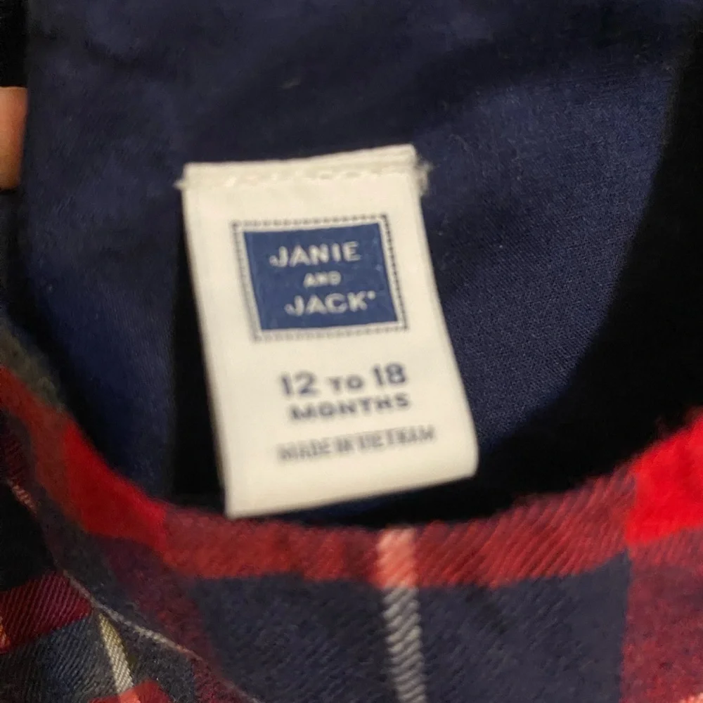 Janie and Jack Crimson Plaid Jon Jon